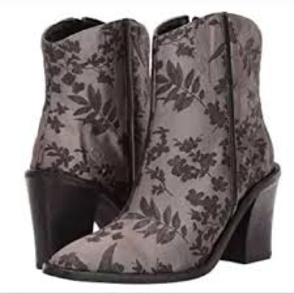 Free People Black Floral Heeled Boots - Picture 1 of 7